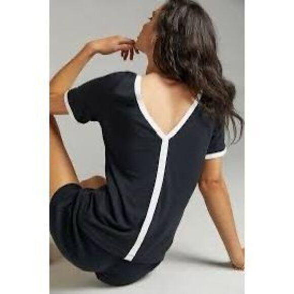 Maeve by‎ Anthro Colorblocked V-Back Black White Top Size XS - Picture 1 of 11
